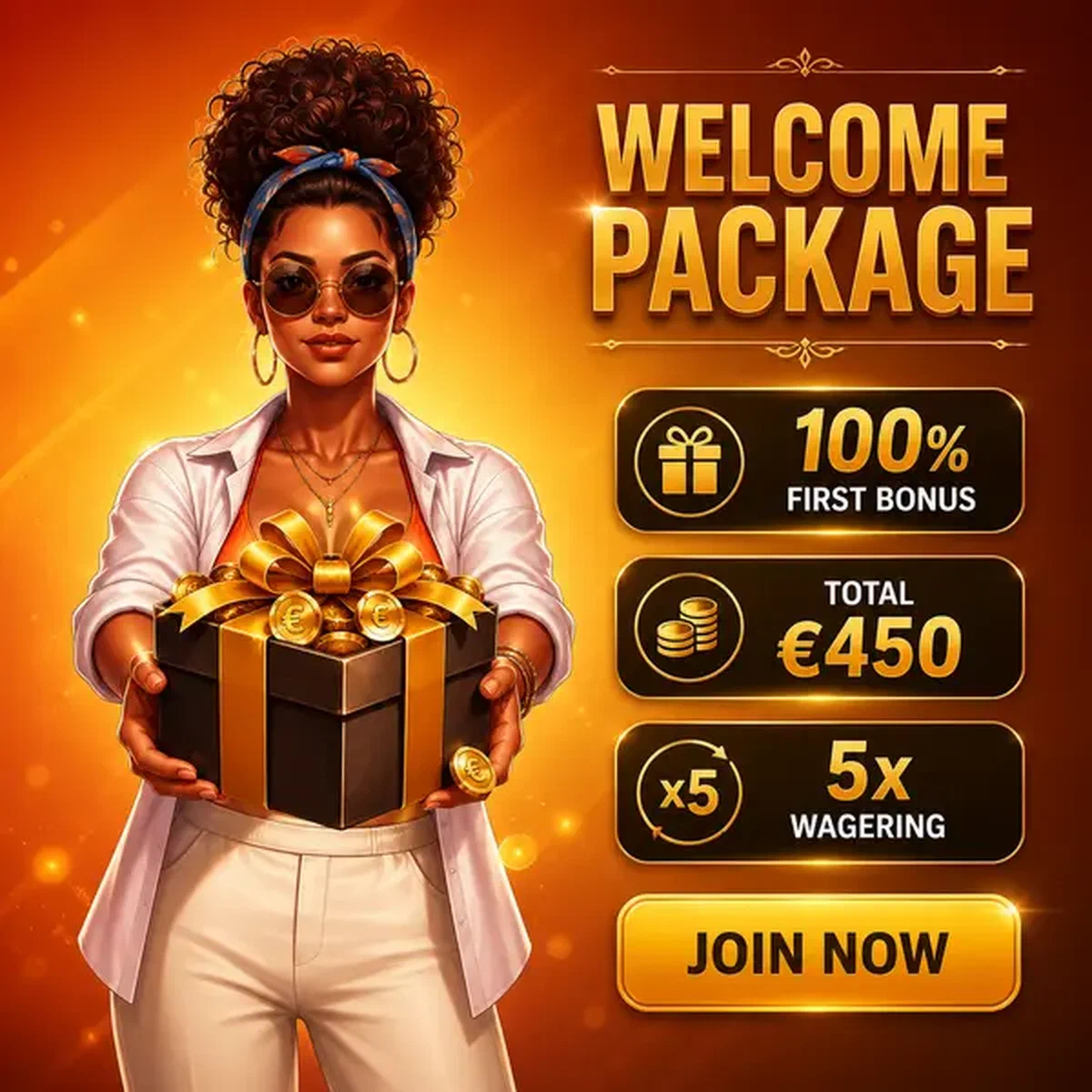 Resort manager presenting Gambloria Sports welcome package with golden sports betting bonus