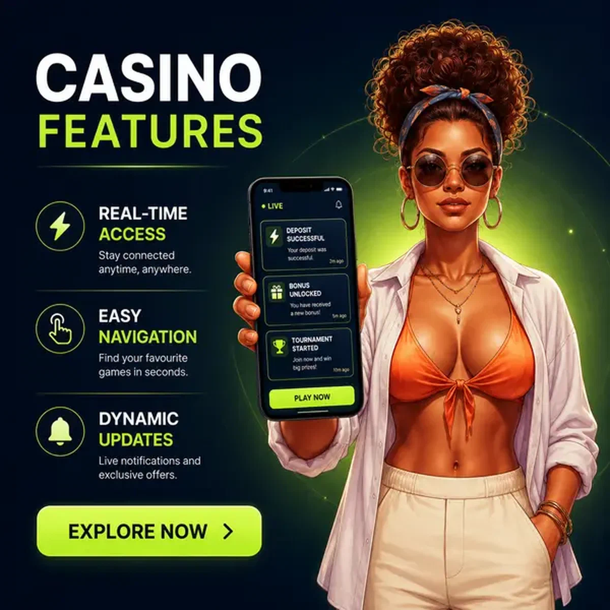 Gerente de resort exibindo recursos de casino em tempo real em smartphone no Gambloria Casino